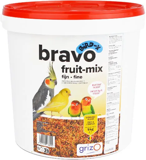 [GRI-102030050] BRAVO FRUIT-MIX GROSSIER POUR PERRUCHES ET PERROQUETS seau 5 kg