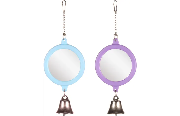 JOUET PERRUCHE MIROIR ROND+GRELOT