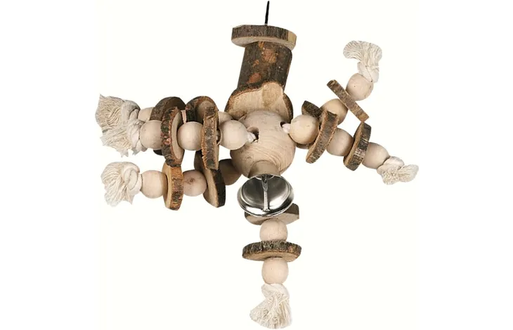 PENDENTIF EN BOIS AVEC GRELOT