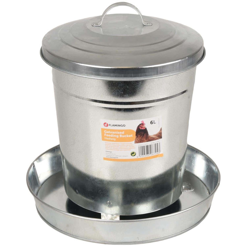 [Fla-310045] Flamingo - Mangeoire Galvanisé, HEDWIG, 6 Litres - Poule, Poulet